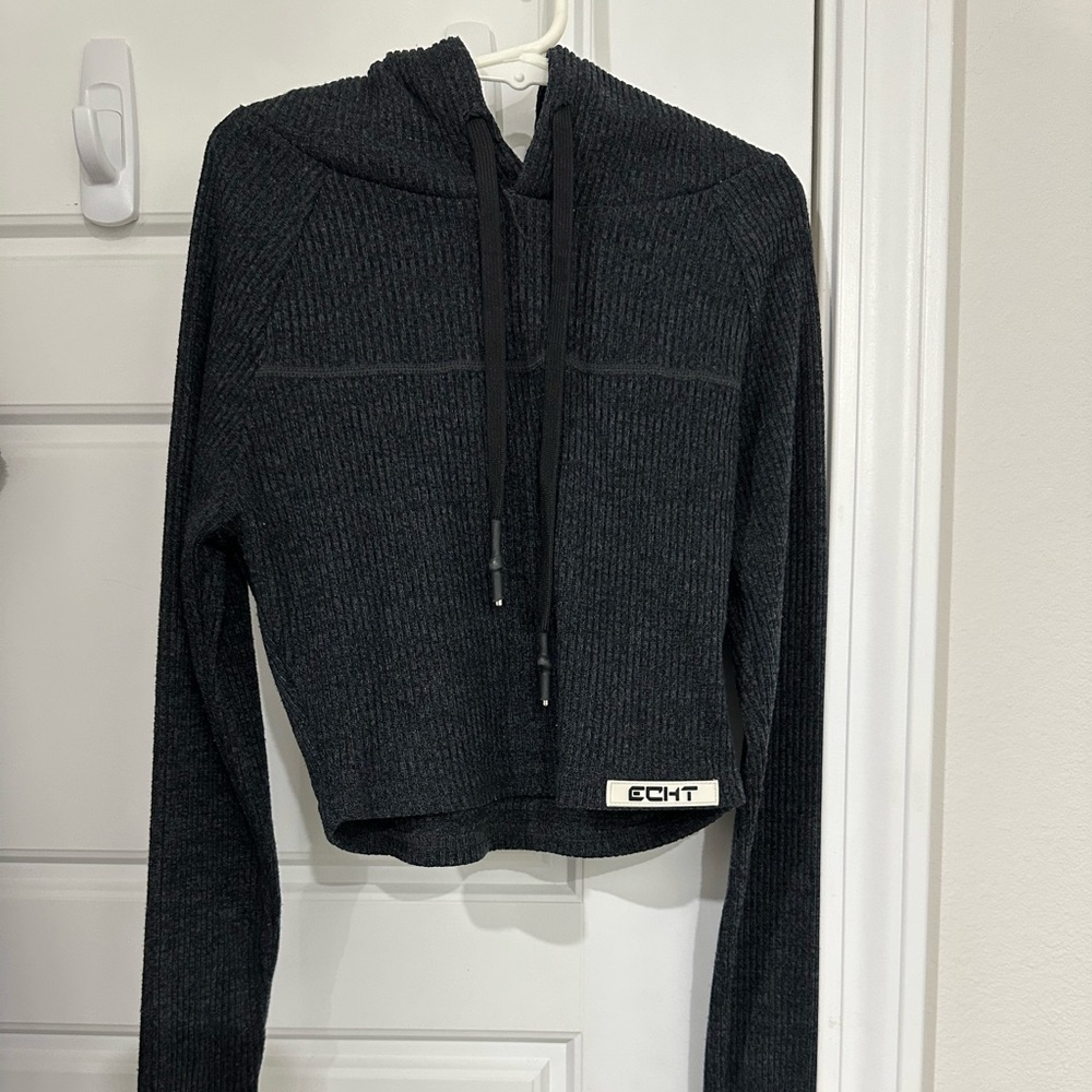 ECHT Women's Charcoal Ribbed Hoodie